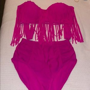 Hot Pink Two Piece Swim Suit